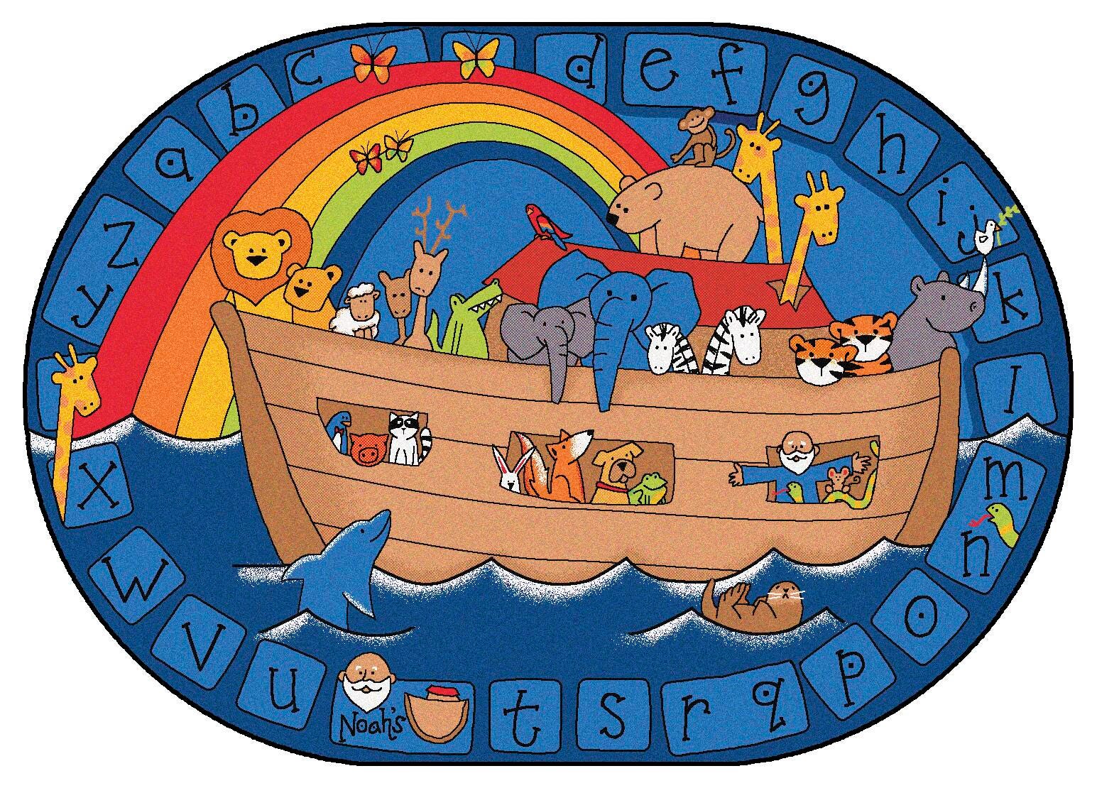 Carpets for Kids KID$Value PLUS Alphabet Noah Rug, 4 x 6 Feet, Oval, Multicolored, Item Number 084720